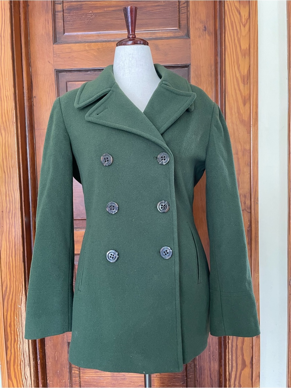 Calvin Klein Double-Breasted Peacoat in Deep Green